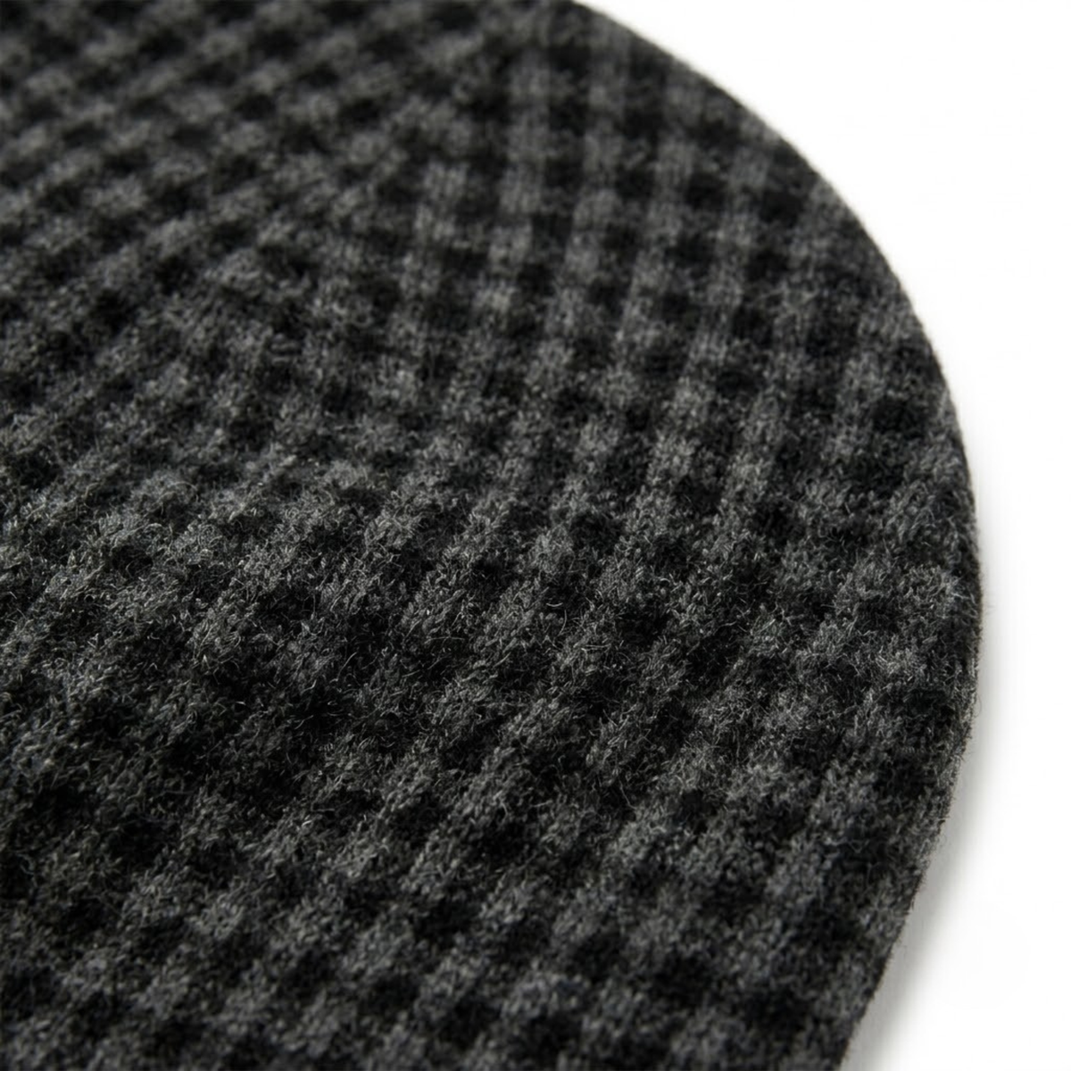 Check Cashmere Beanie - Black & Charcoal